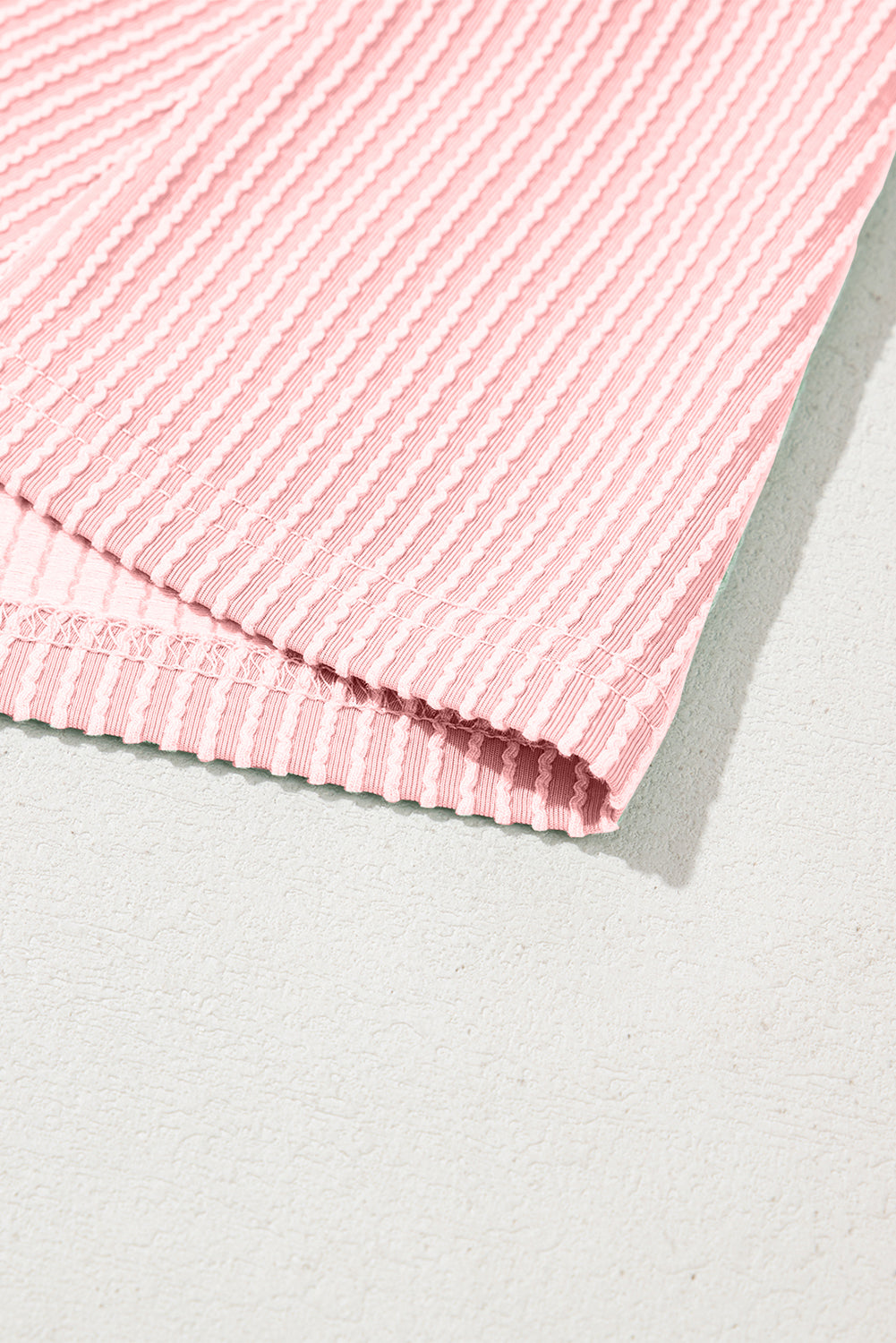 Bright Pink Corded Crew Neck Puff Sleeve Mini Dress