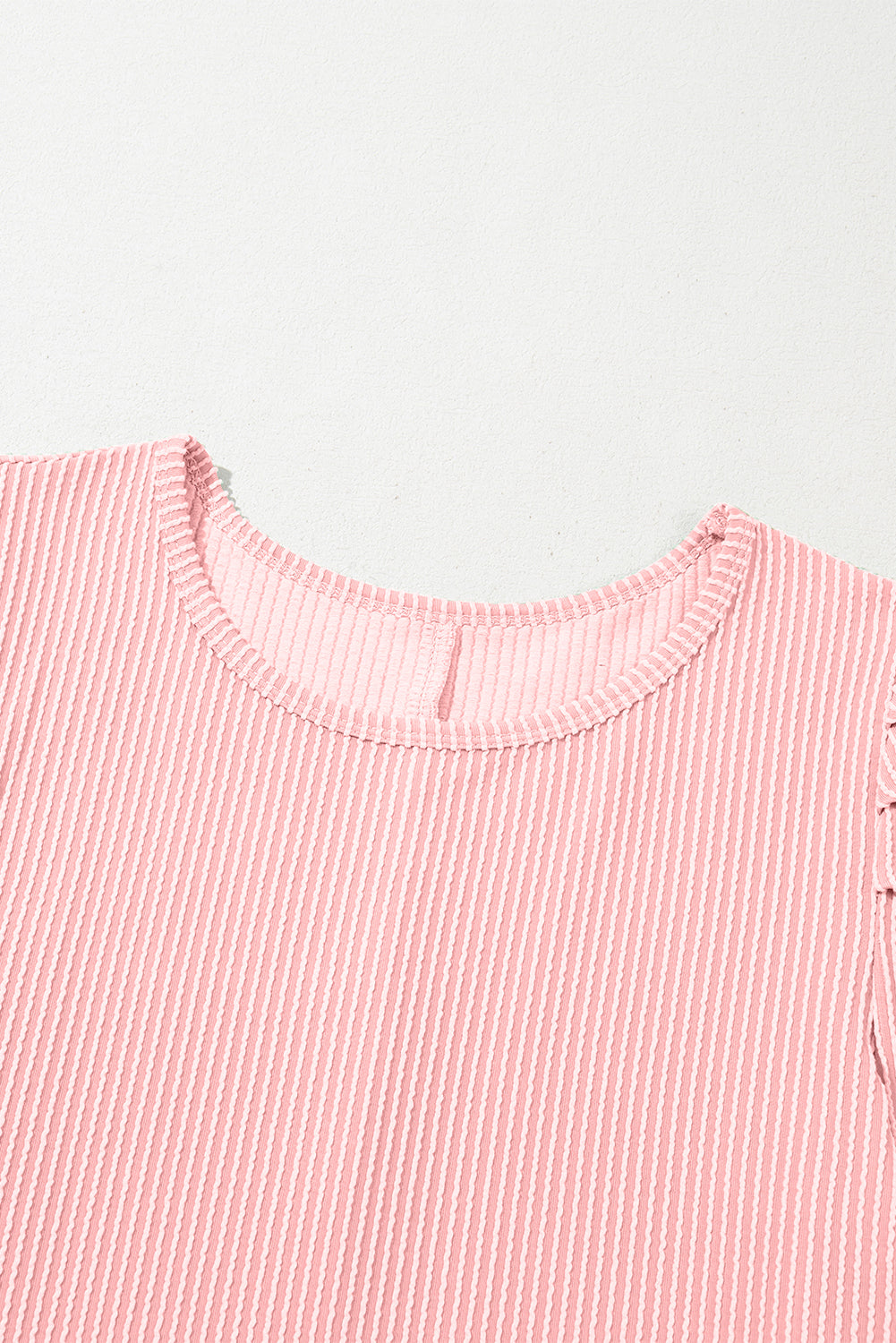 Bright Pink Corded Crew Neck Puff Sleeve Mini Dress