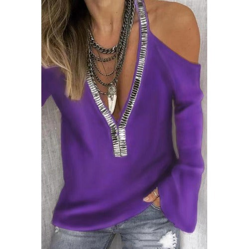 Women's strapless V-neck shirt