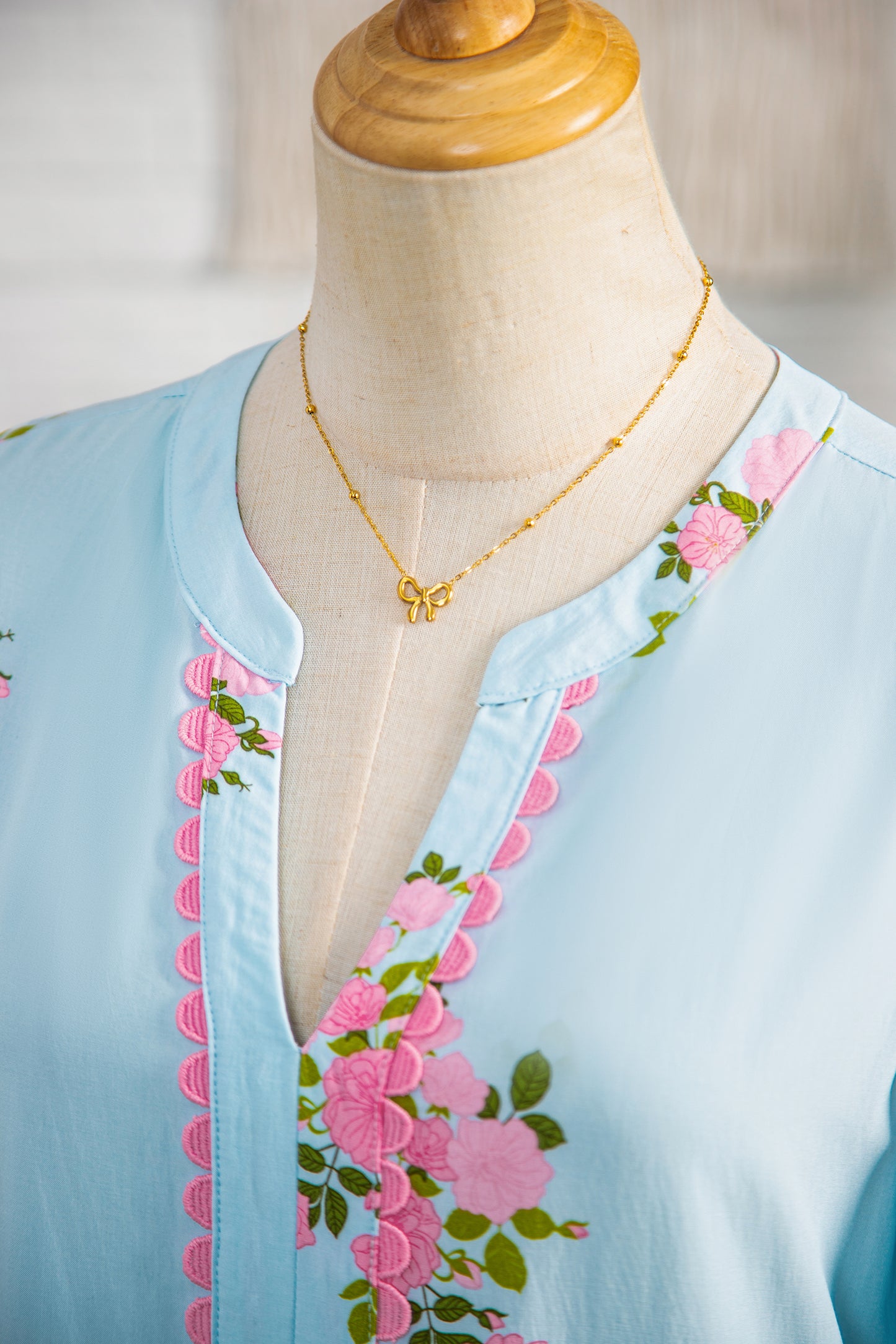 Sky Blue Notched Neck Flutter Short Sleeve Floral Print Maxi Dress