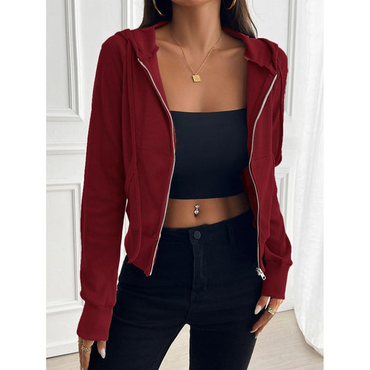 Devine Zip Up Long Sleeve Hooded Outerwear