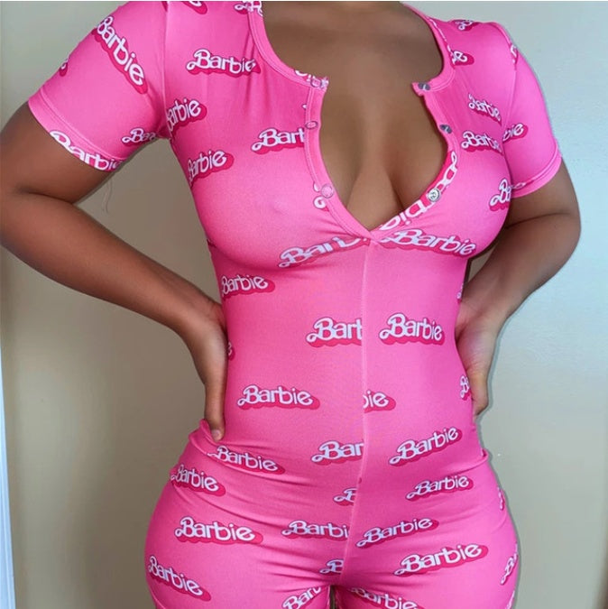 Short sleeve button jumpsuit