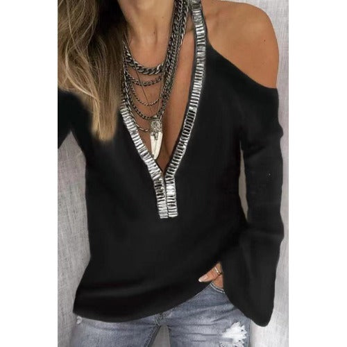 Women's strapless V-neck shirt