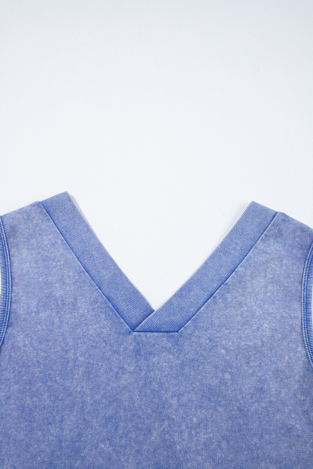 Sky Blue Mineral Wash Pocketed Sleeveless V Neck Loose Romper