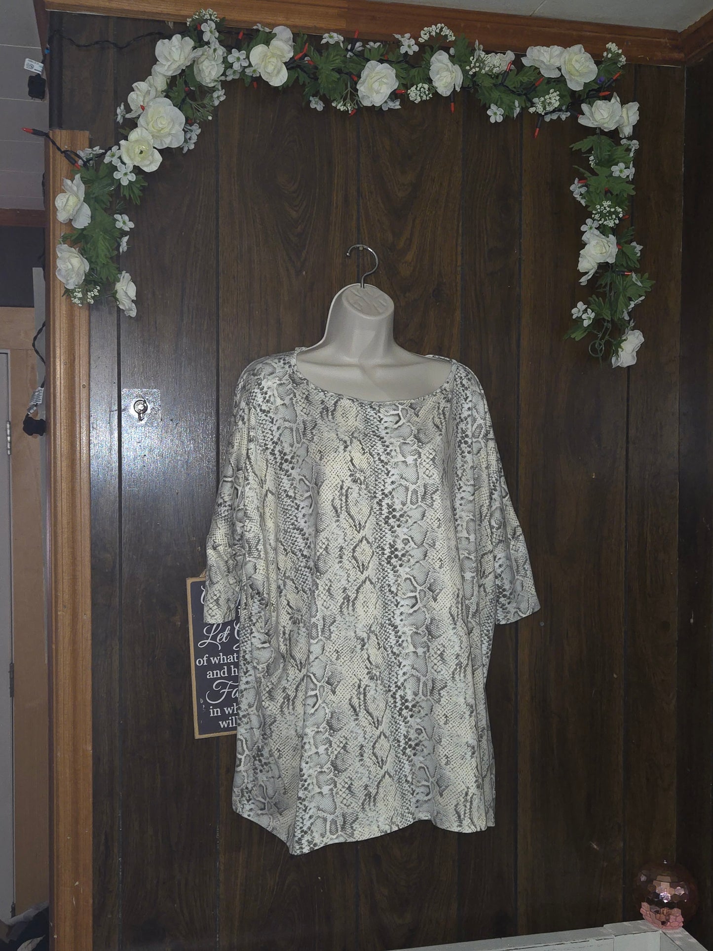 C C Snakeskin Print Oversized Top