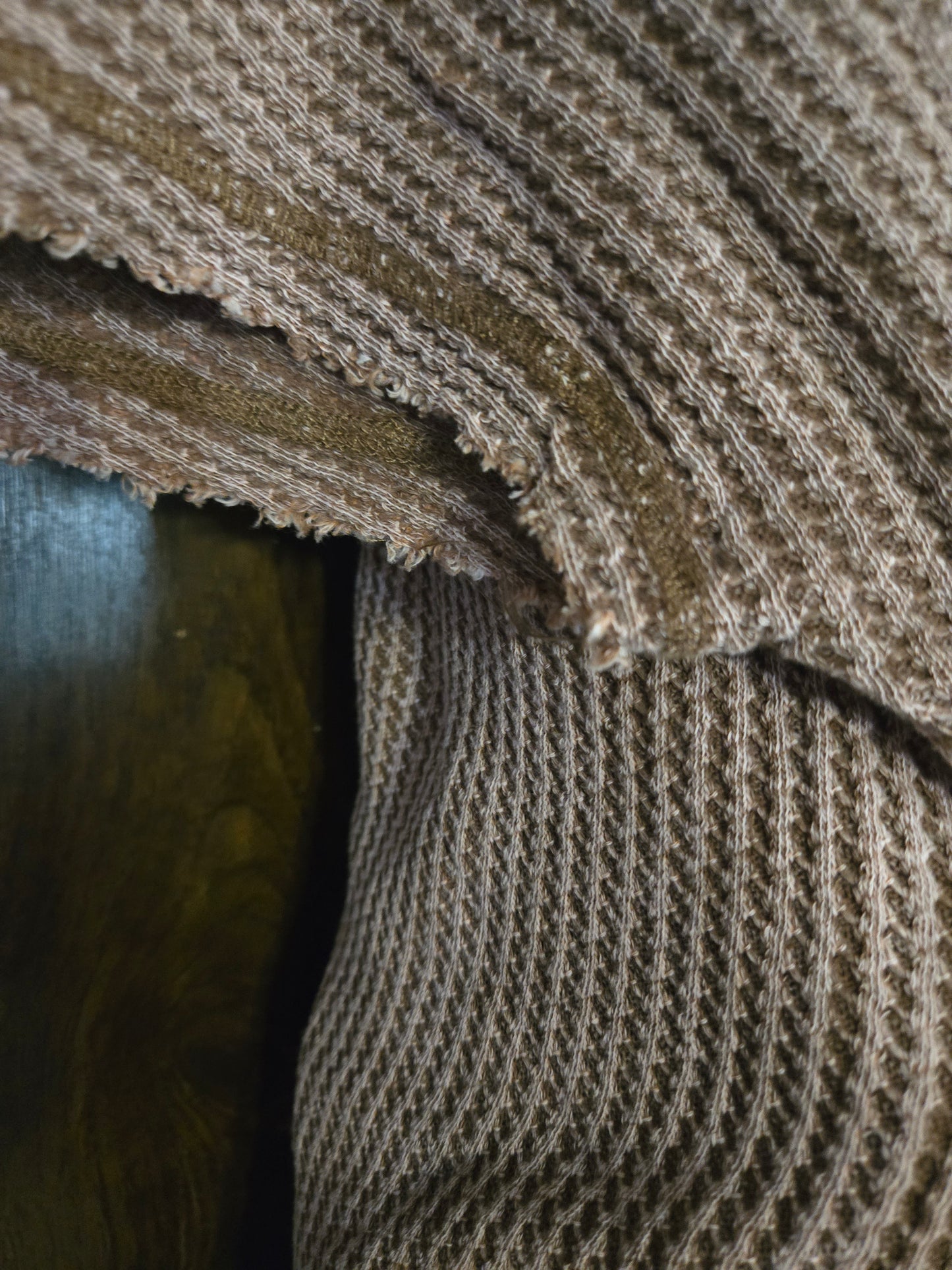 Zenana Waffle Knit Button-Up Top – Taupe Brown