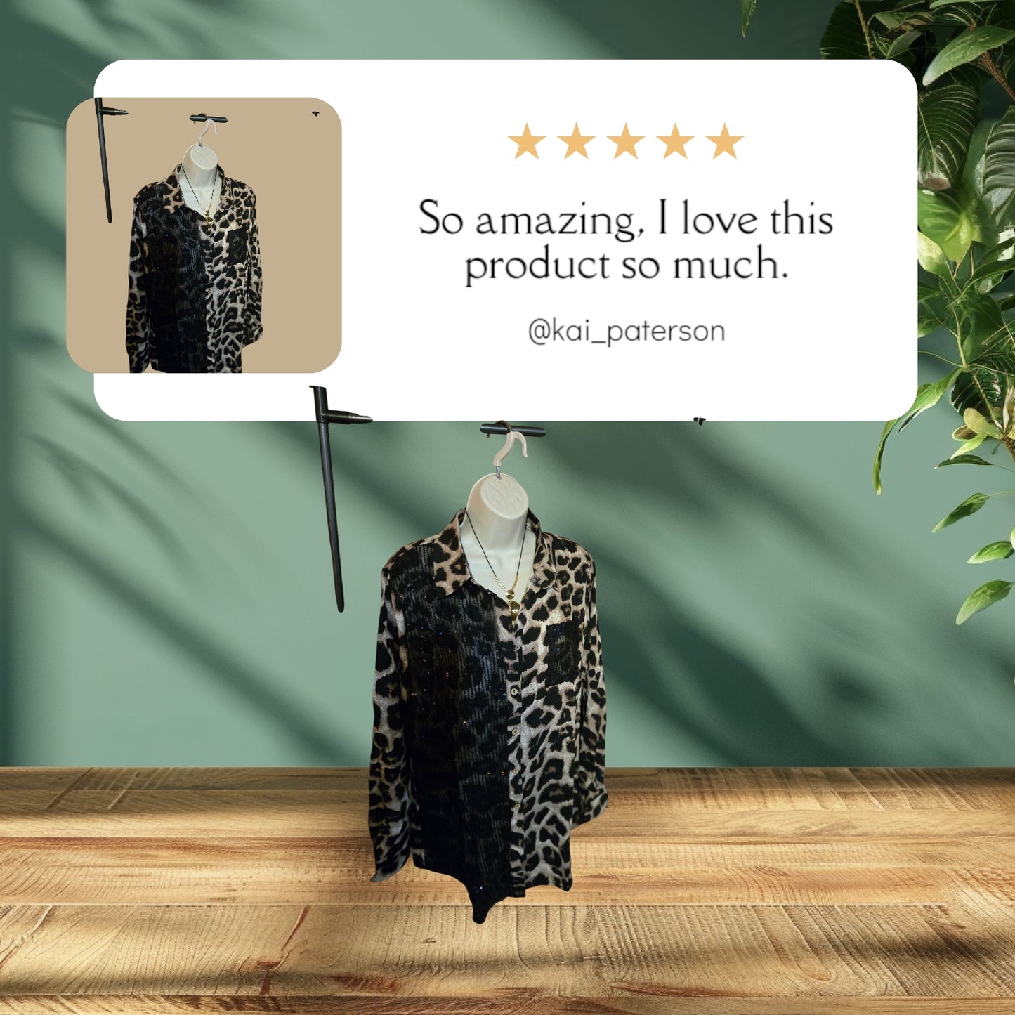 Sequin Leopard Print Button Down Blouse – Glam Wild Long Sleeve Top