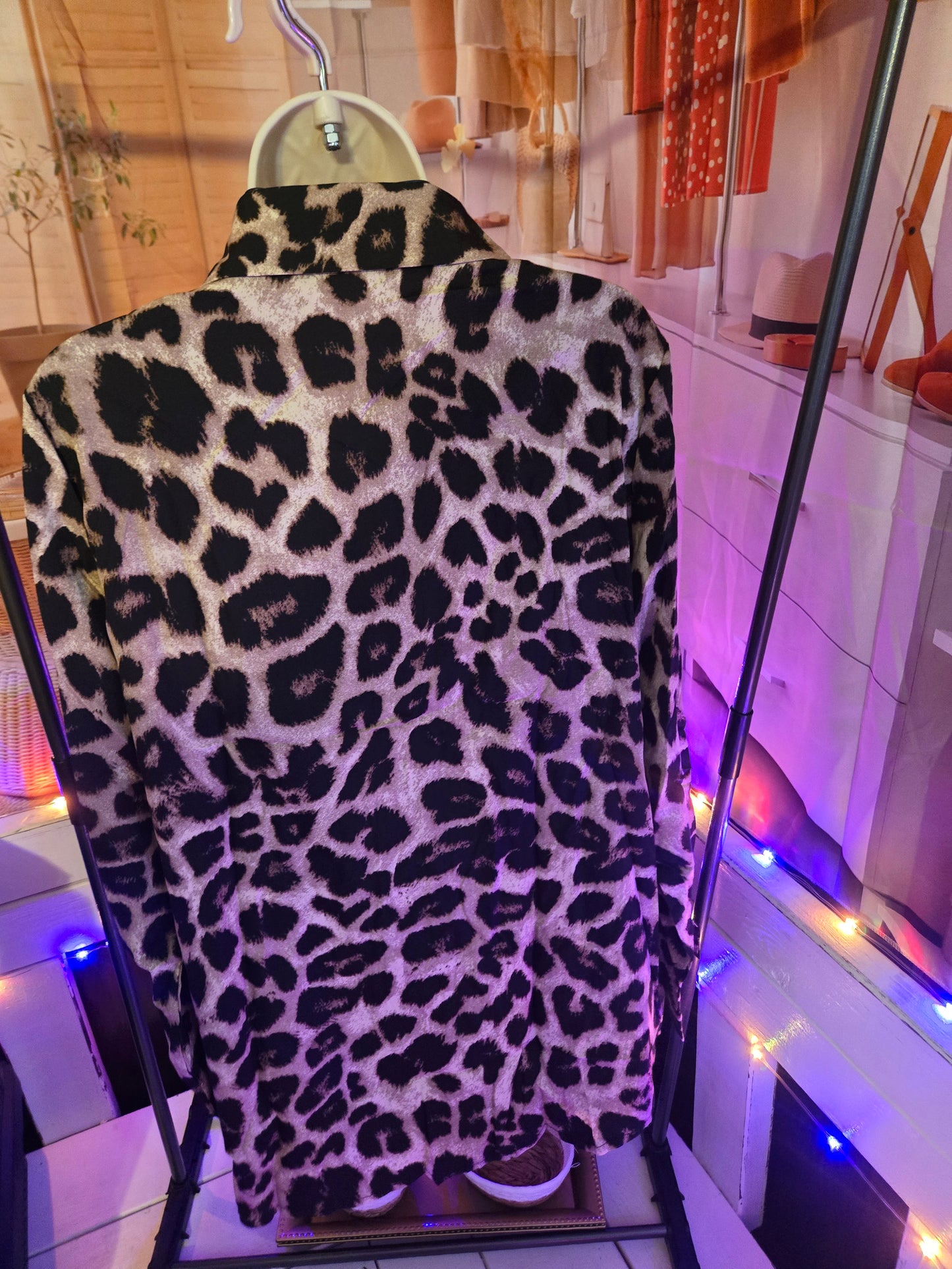 Sequin Leopard Print Button Down Blouse – Glam Wild Long Sleeve Top