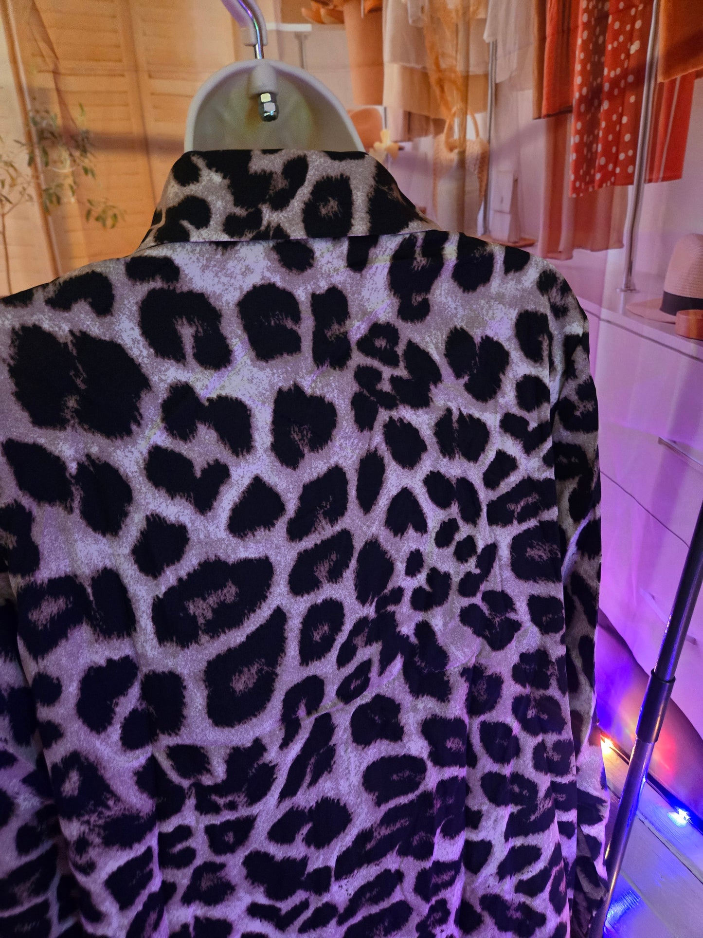 Sequin Leopard Print Button Down Blouse – Glam Wild Long Sleeve Top