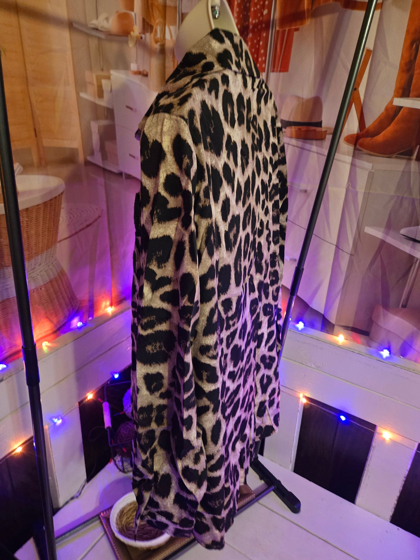Sequin Leopard Print Button Down Blouse – Glam Wild Long Sleeve Top