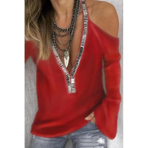 Women's strapless V-neck shirt