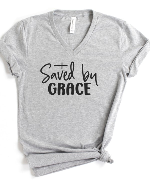 Saved By Grace V-Neck Graphic Tee