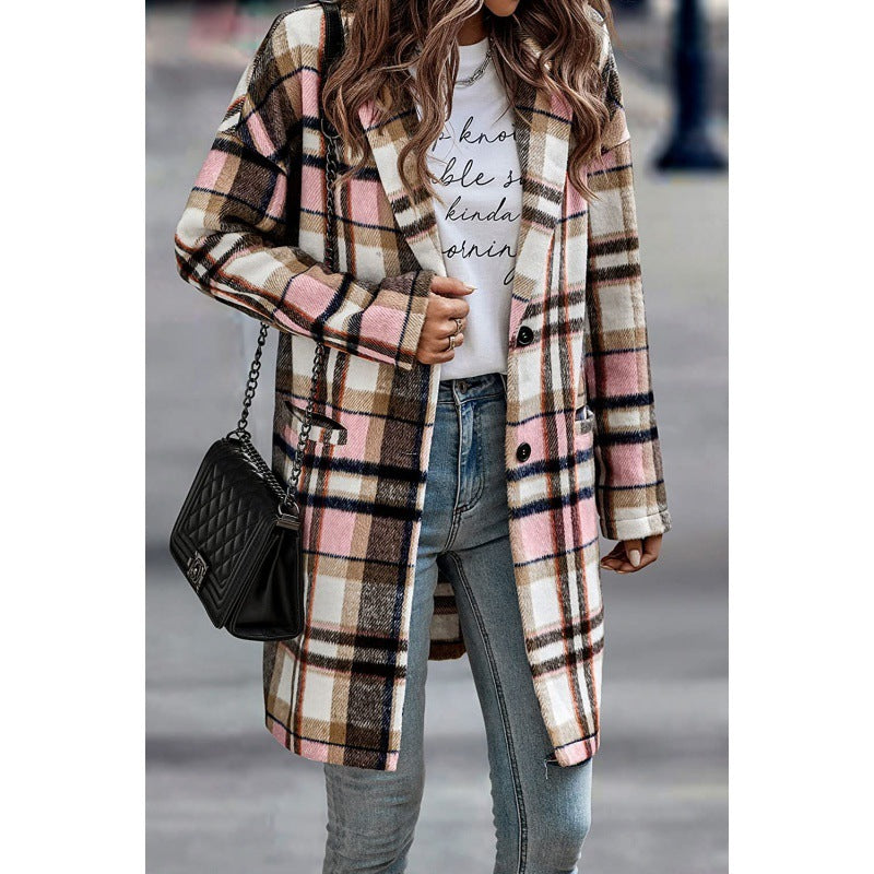 Women's Plaid Lapel Suit Casual Jacket