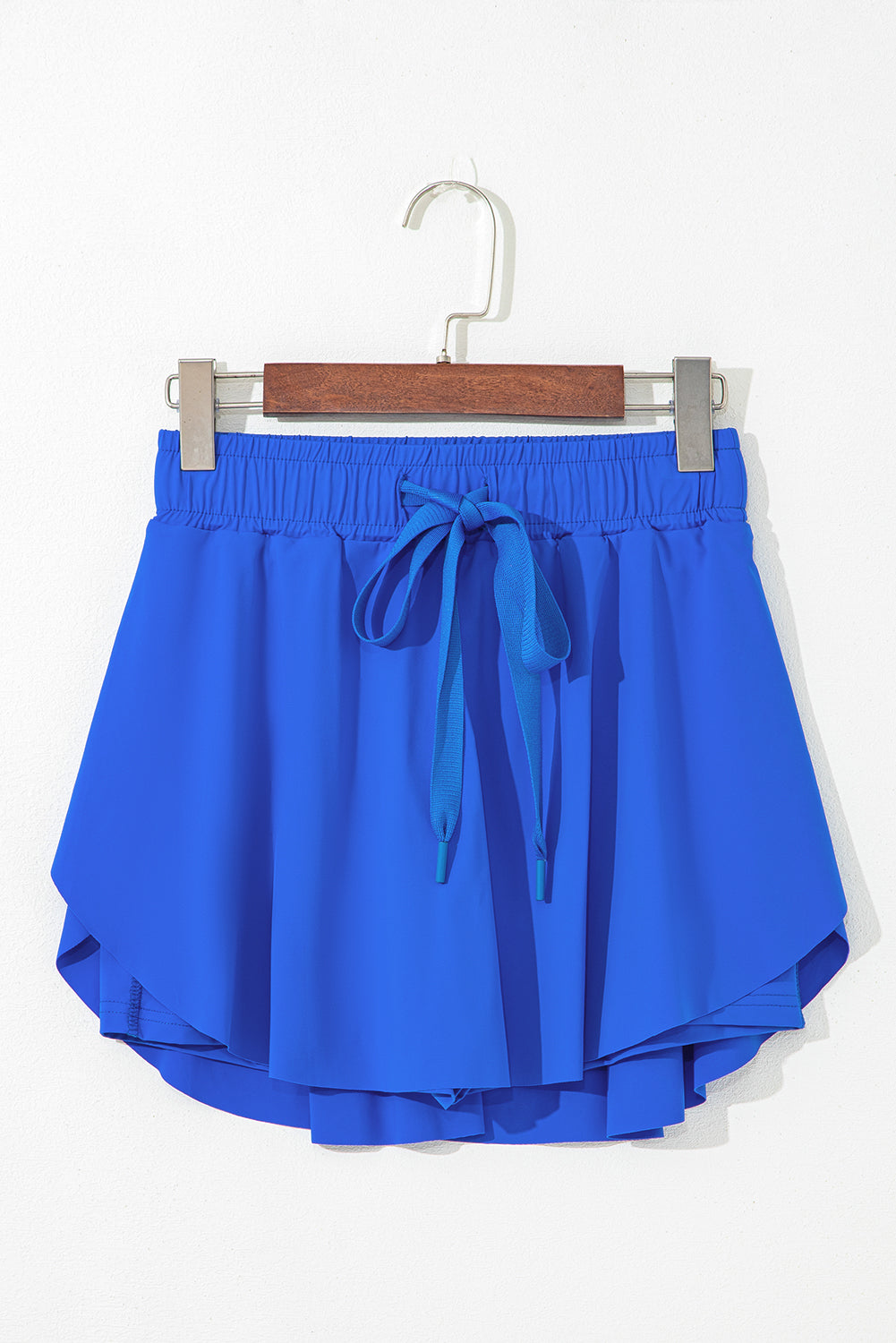 Sky Blue Drawstring High Waist Lined Tennis Skorts