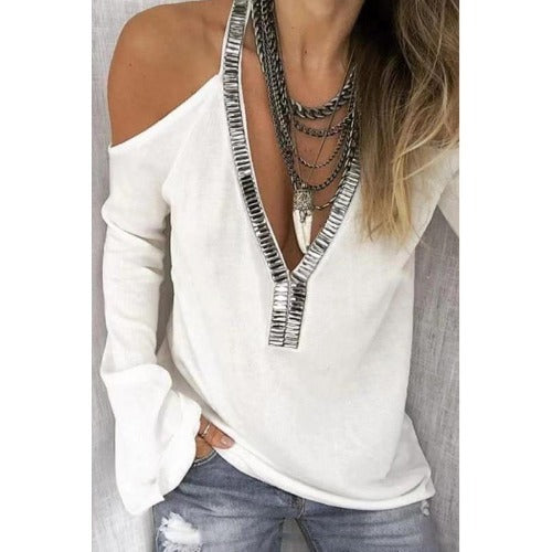 Women's strapless V-neck shirt