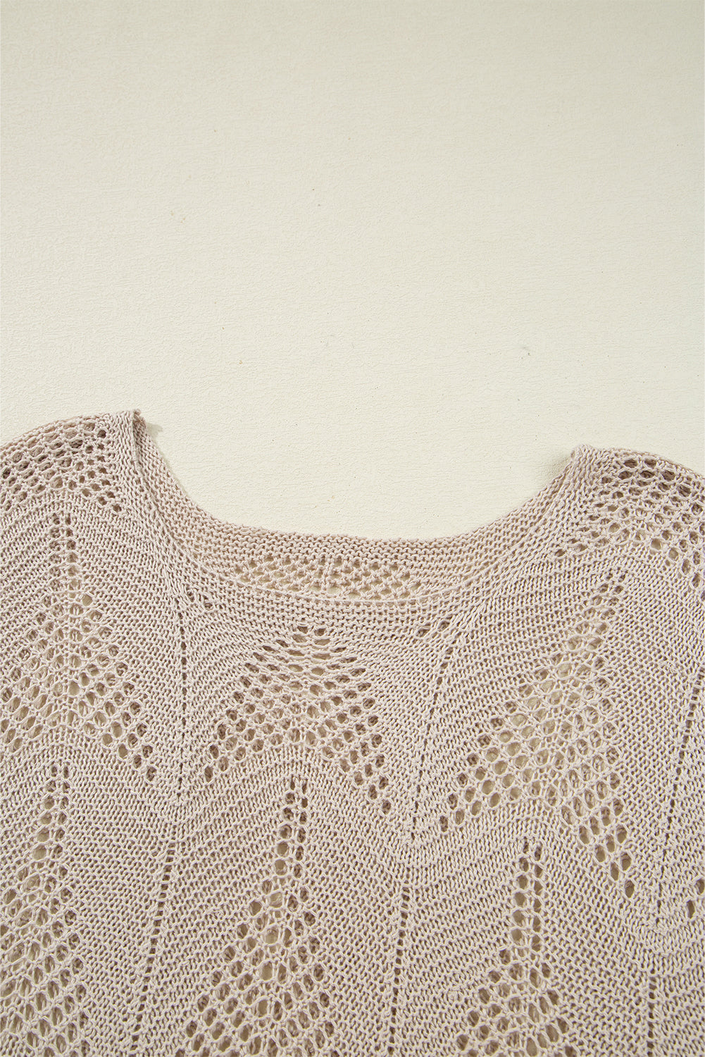 Navy Blue Hollow Out Knit 3/4 Sleeve Loose Sweater