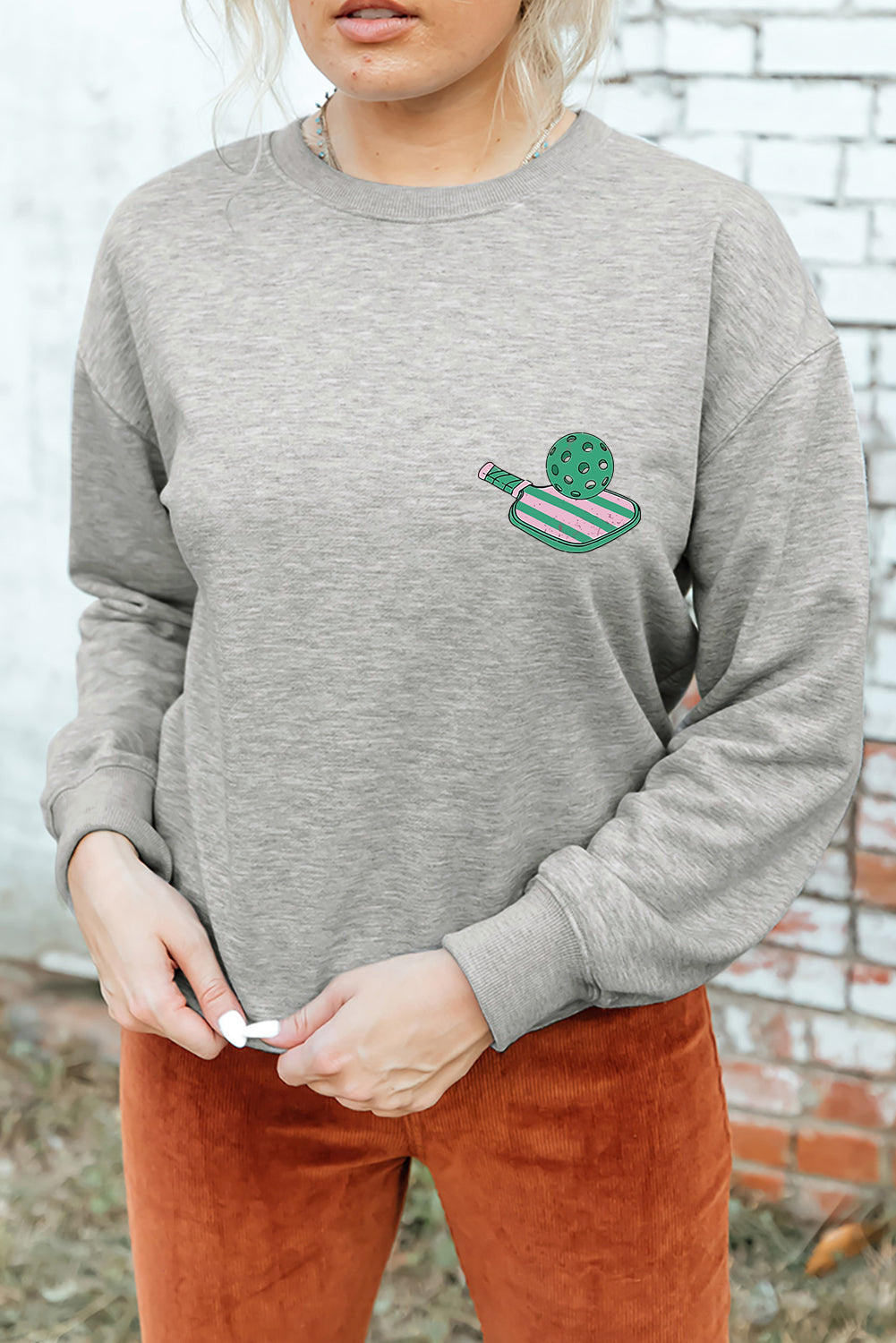 Gray PICKLE BALL SOCIAL CLUB Game Day Fashion Graphic Sweatshirt