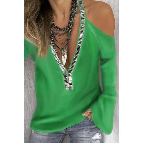 Women's strapless V-neck shirt