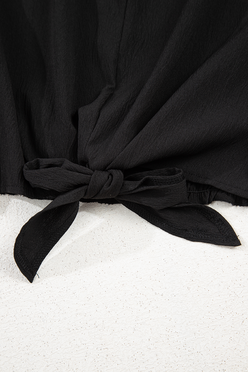 Black V Neck Knot Waist Sleeveless Top and Wide Leg Pants Set