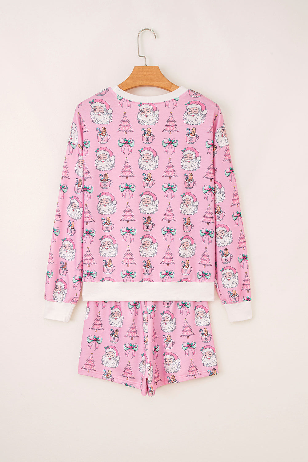 White Ho Ho Ho Letter Graphic Christmas Pajama Set