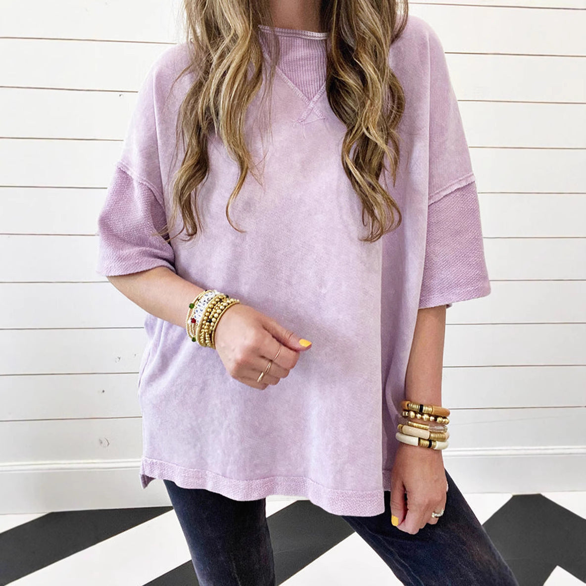 Casual Loose Plus Size Half-sleeve Top