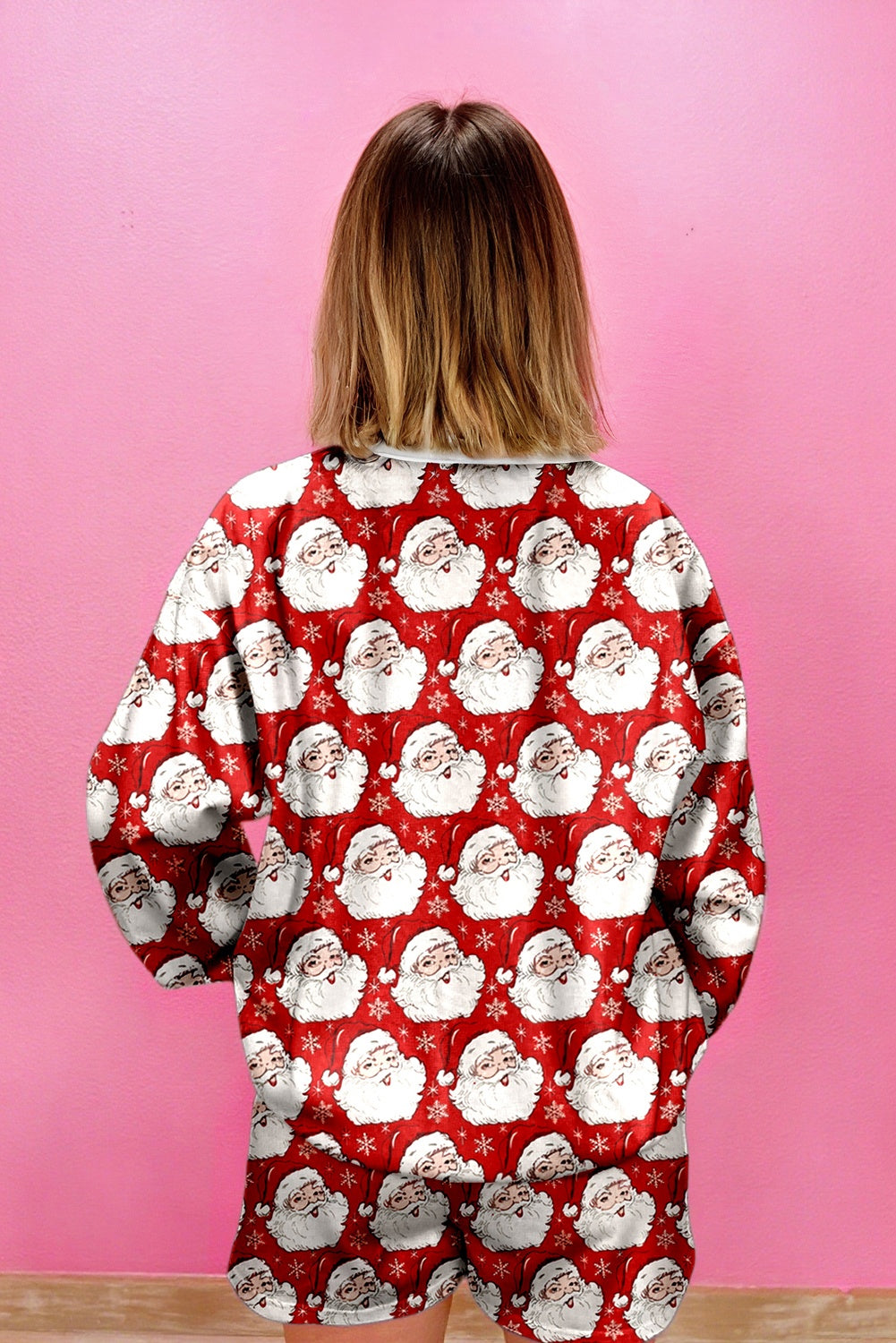 White Ho Ho Ho Letter Graphic Christmas Pajama Set
