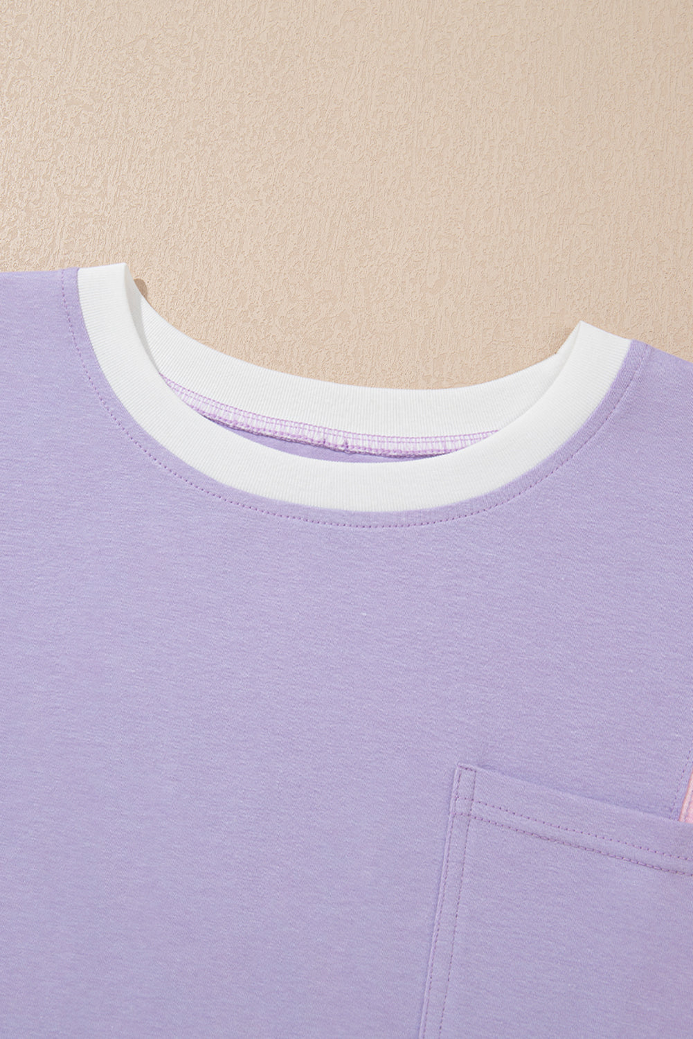 Purple Color Block Patchwork Half Sleeve Oversized T Shirt