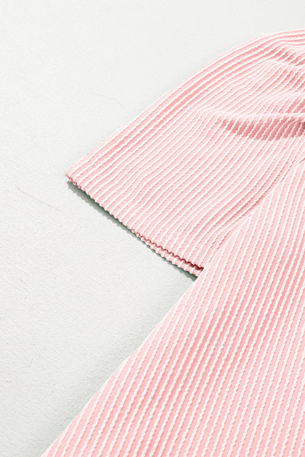 Bright Pink Corded Crew Neck Puff Sleeve Mini Dress