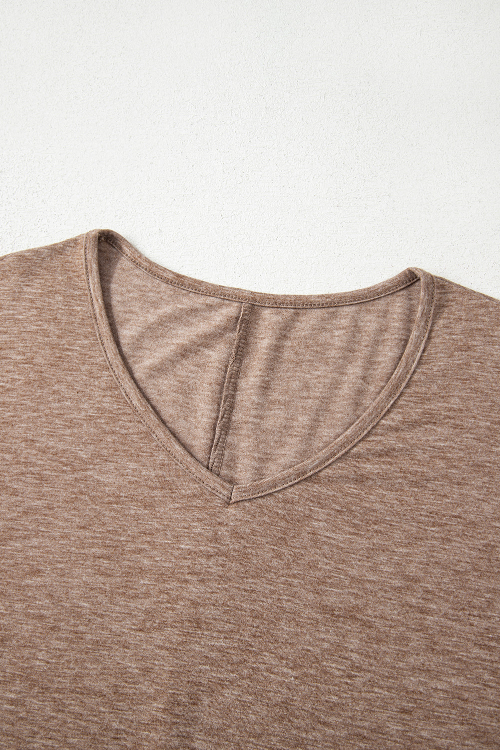 DUNE Solid Colour V-Neck Double Layer Sleeve Loose T-Shirt