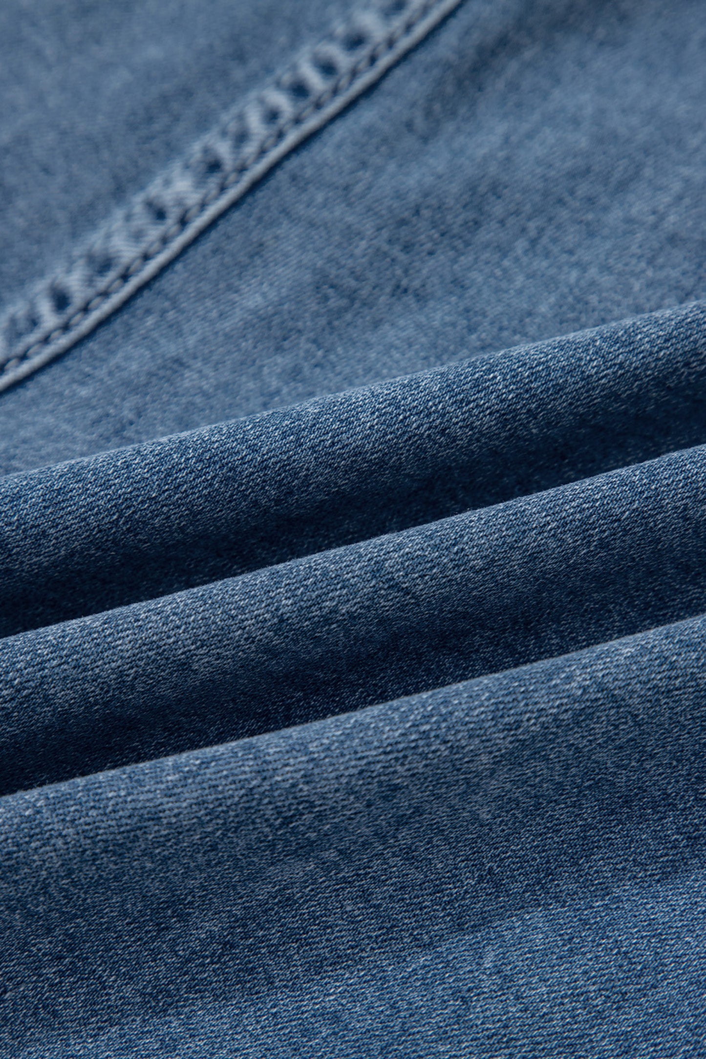 Dusk Blue Flap Pockets Denim Shorts