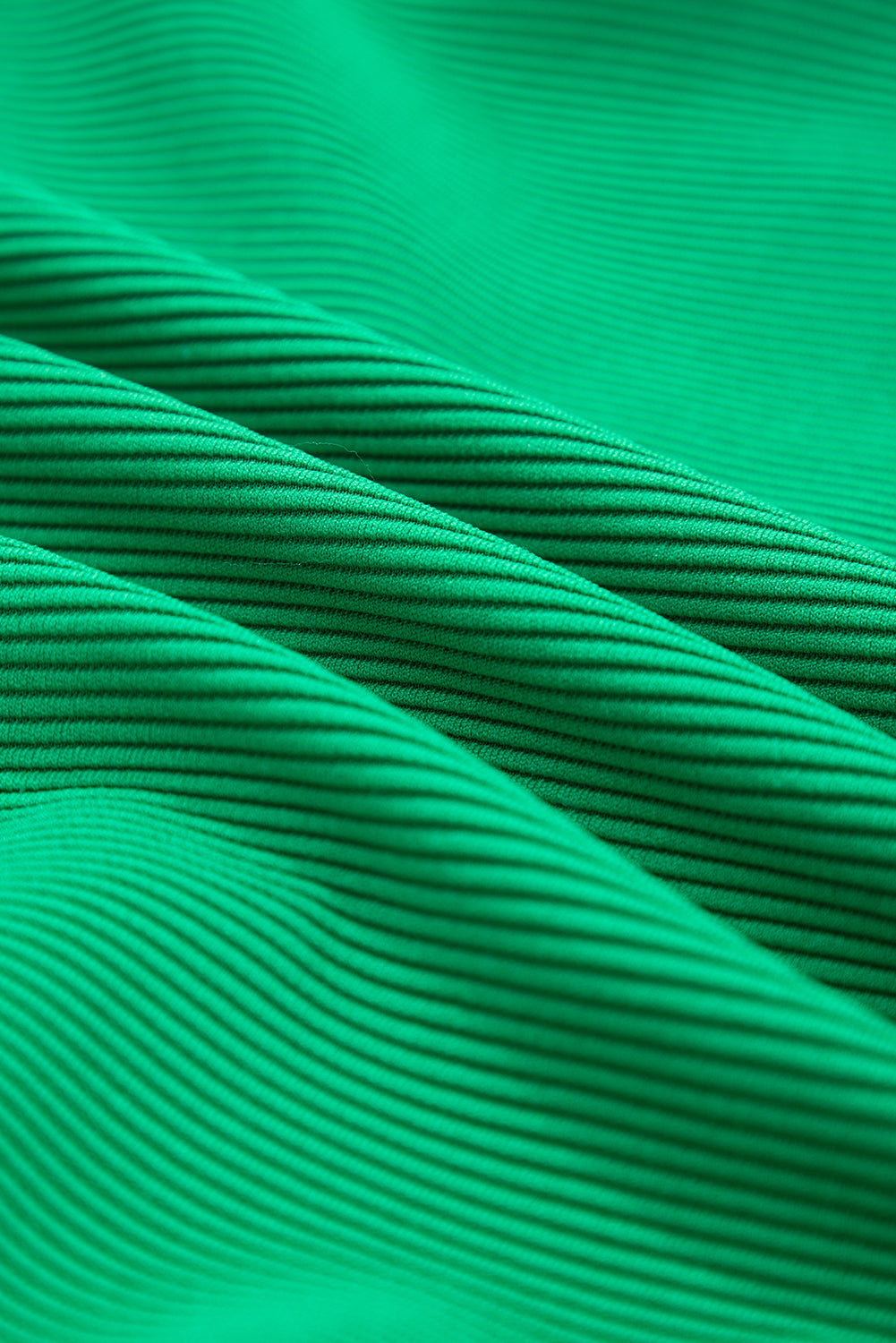 Bright Green Textured Short Sleeve Half Zip Drawstring Waist Romper