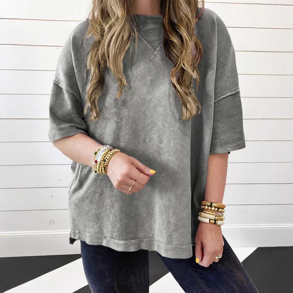 Casual Loose Plus Size Half-sleeve Top