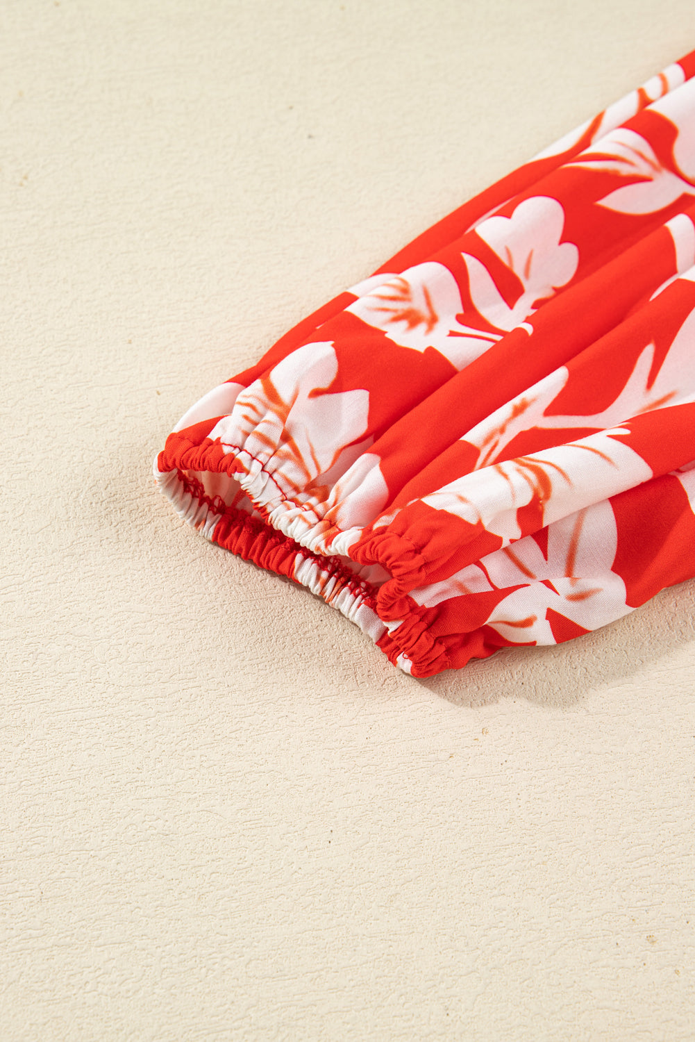 Red Plus Size Floral Print Loose Button Up Shirt