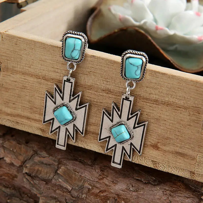 Western Cowgirl Jewelry Bulk Wholesale Aztec Western Dangle Earrings
