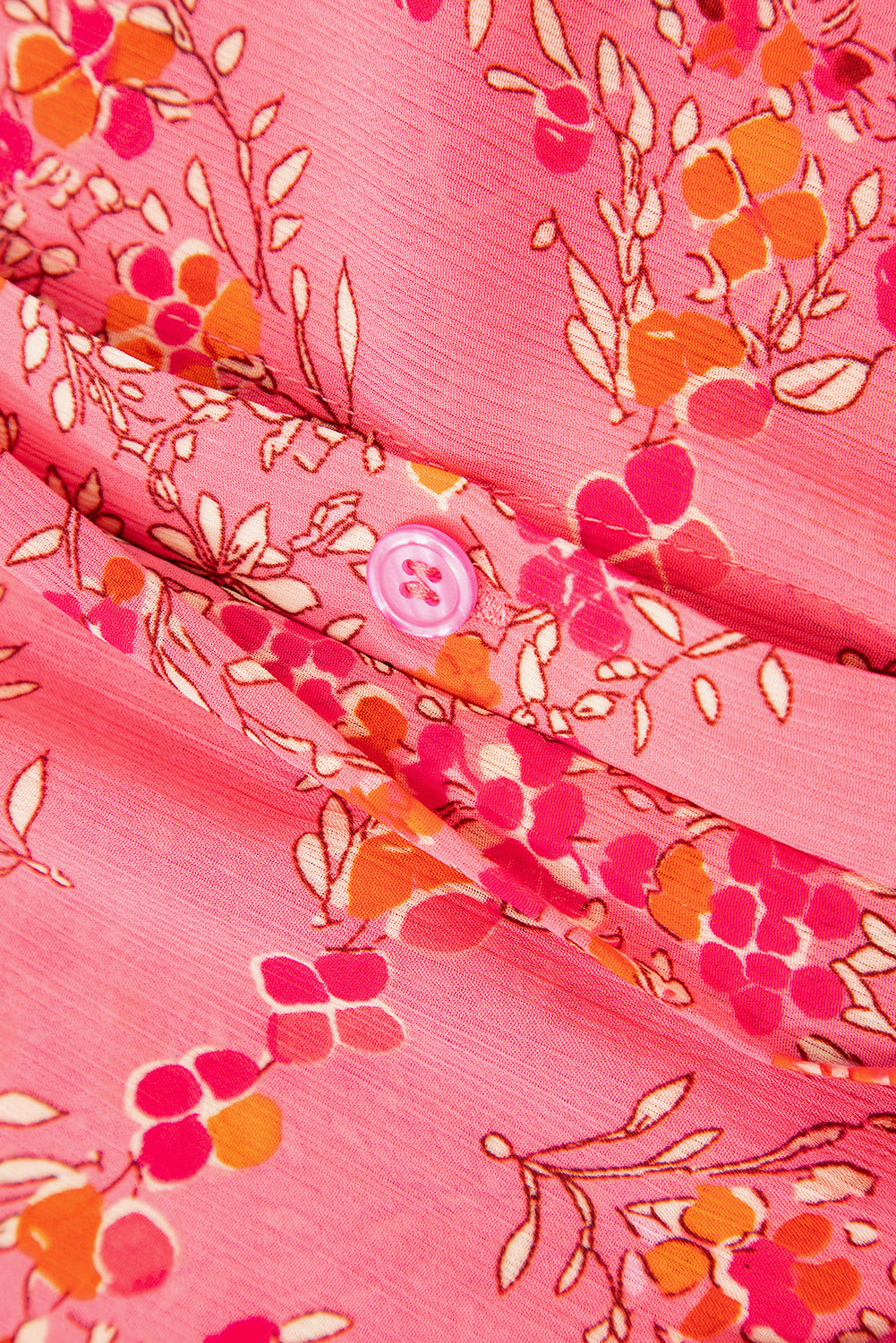 Rose Red Floral Print Wide Short Sleeve Loose Shirt