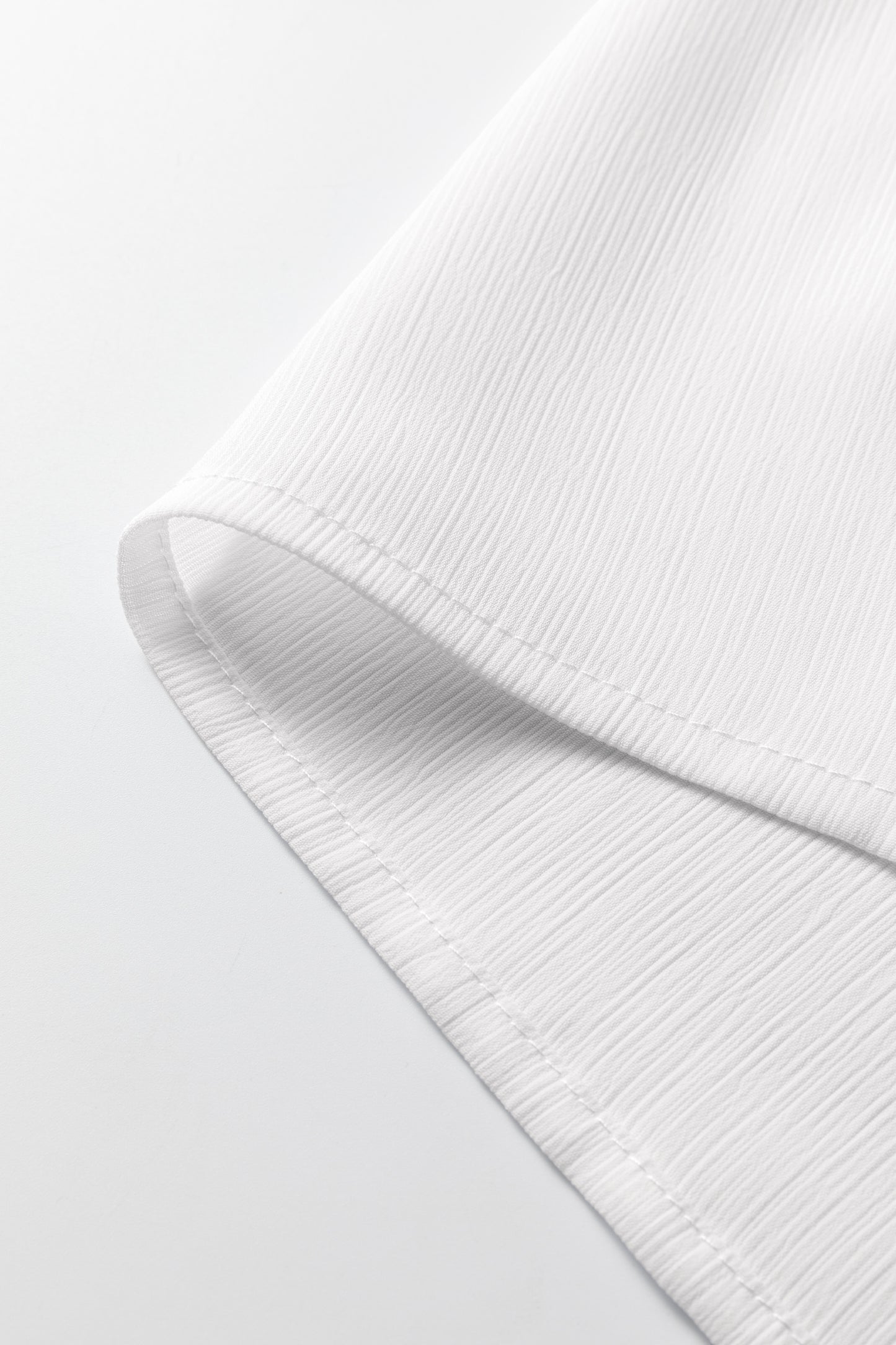 White Smocked Cuffs Semi Sheer Long Sleeve Dolman Blouse