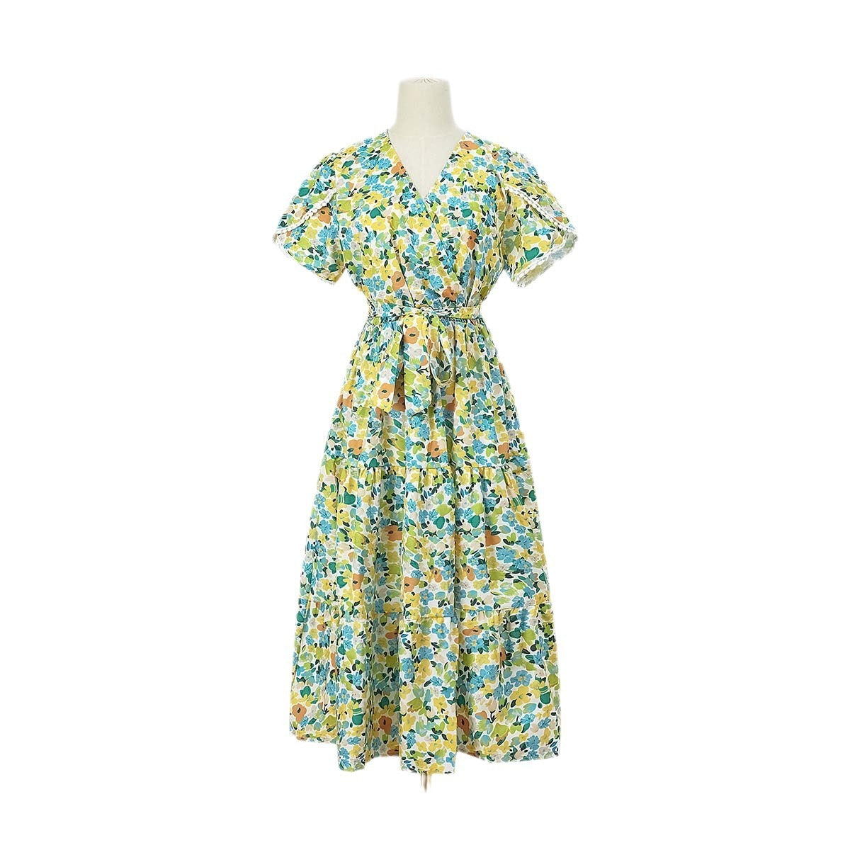 Women's Summer Floral Split V-neck Dress