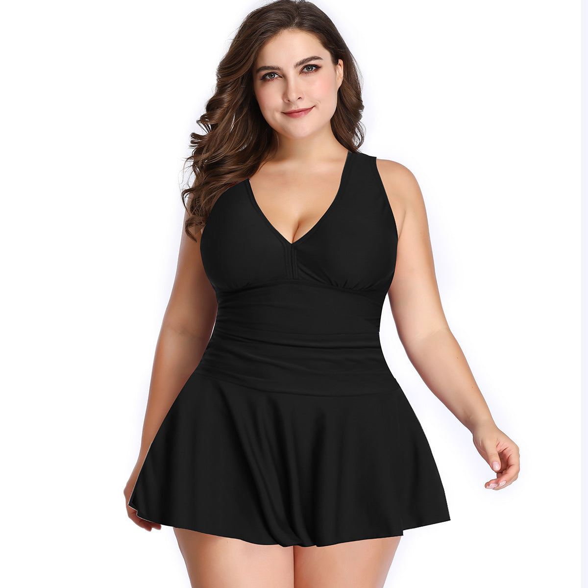 Plus Size Swimsuit European And American Belly Cover Solid Color
