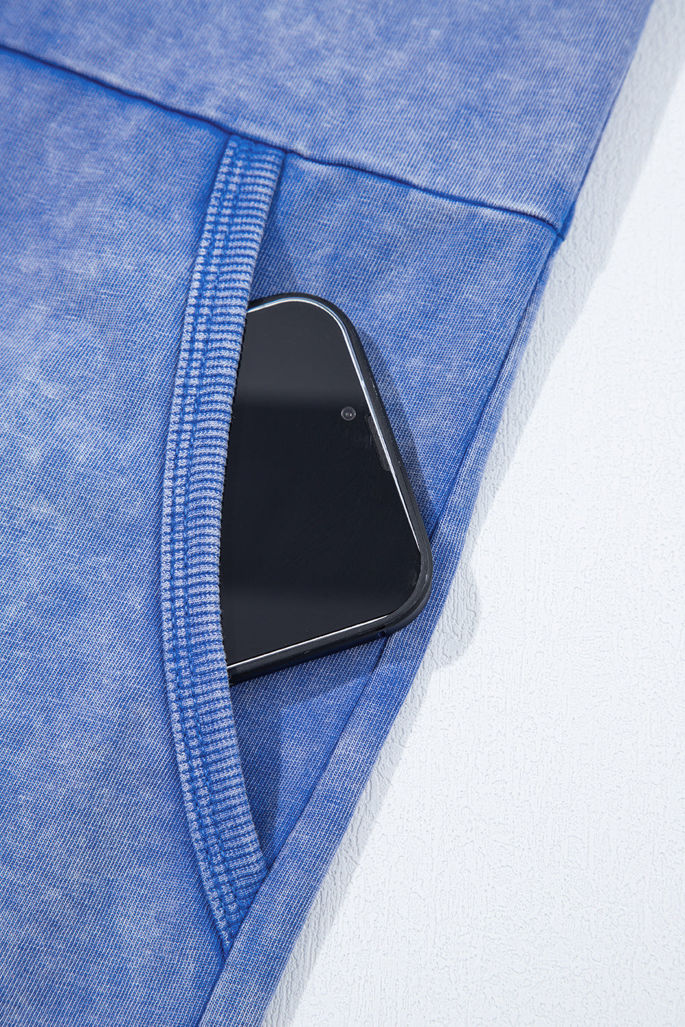 Sky Blue Mineral Wash Pocketed Sleeveless V Neck Loose Romper