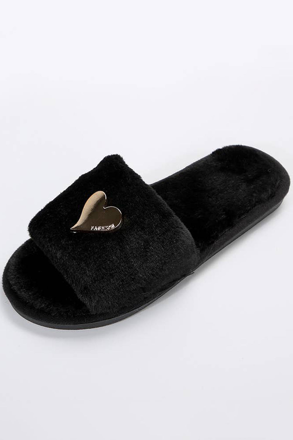 Parchment Heart Open Toe Plush Slippers
