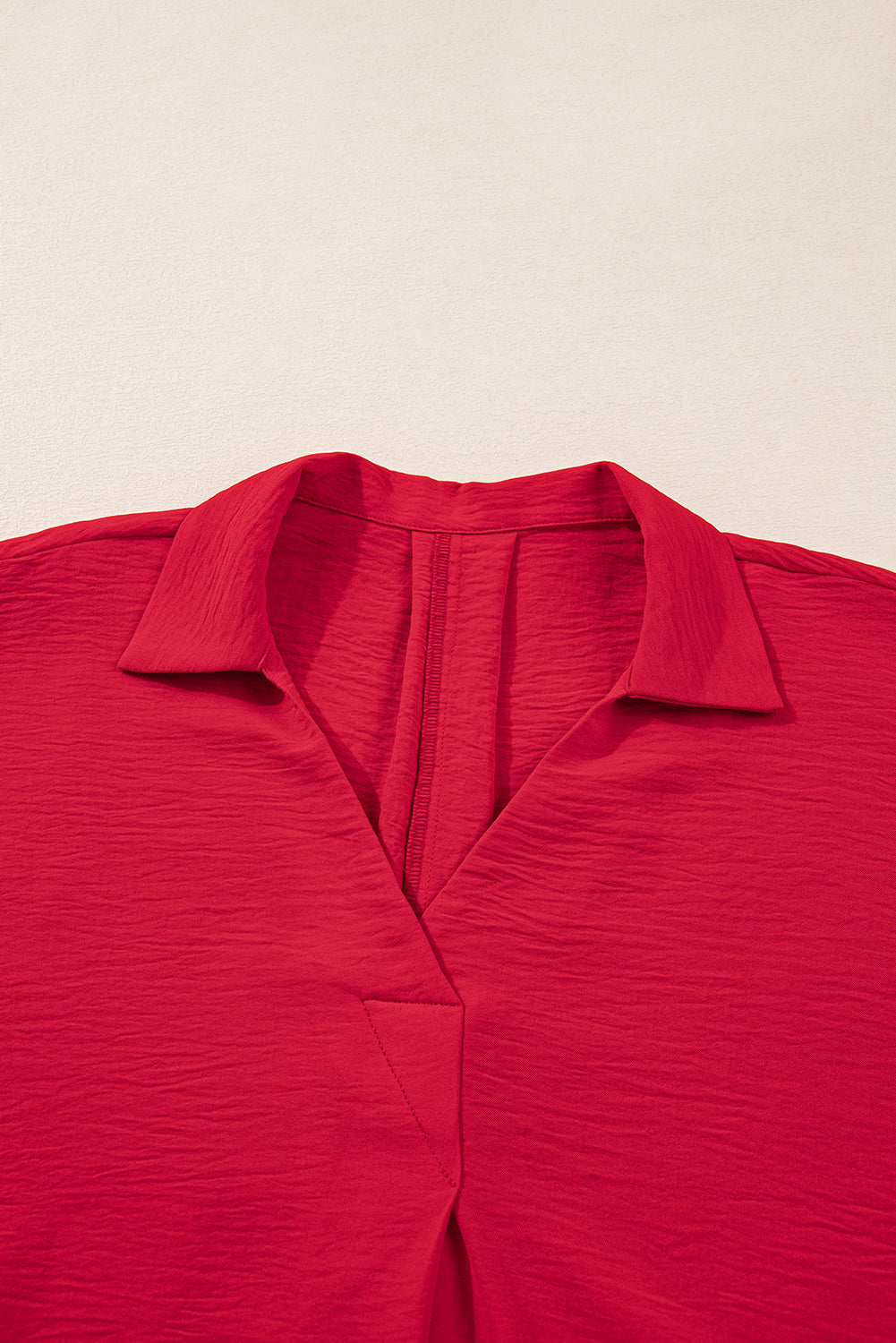 Fiery Red Plus Size Smocked Cuff Dolman Oversized Tunic Blouse