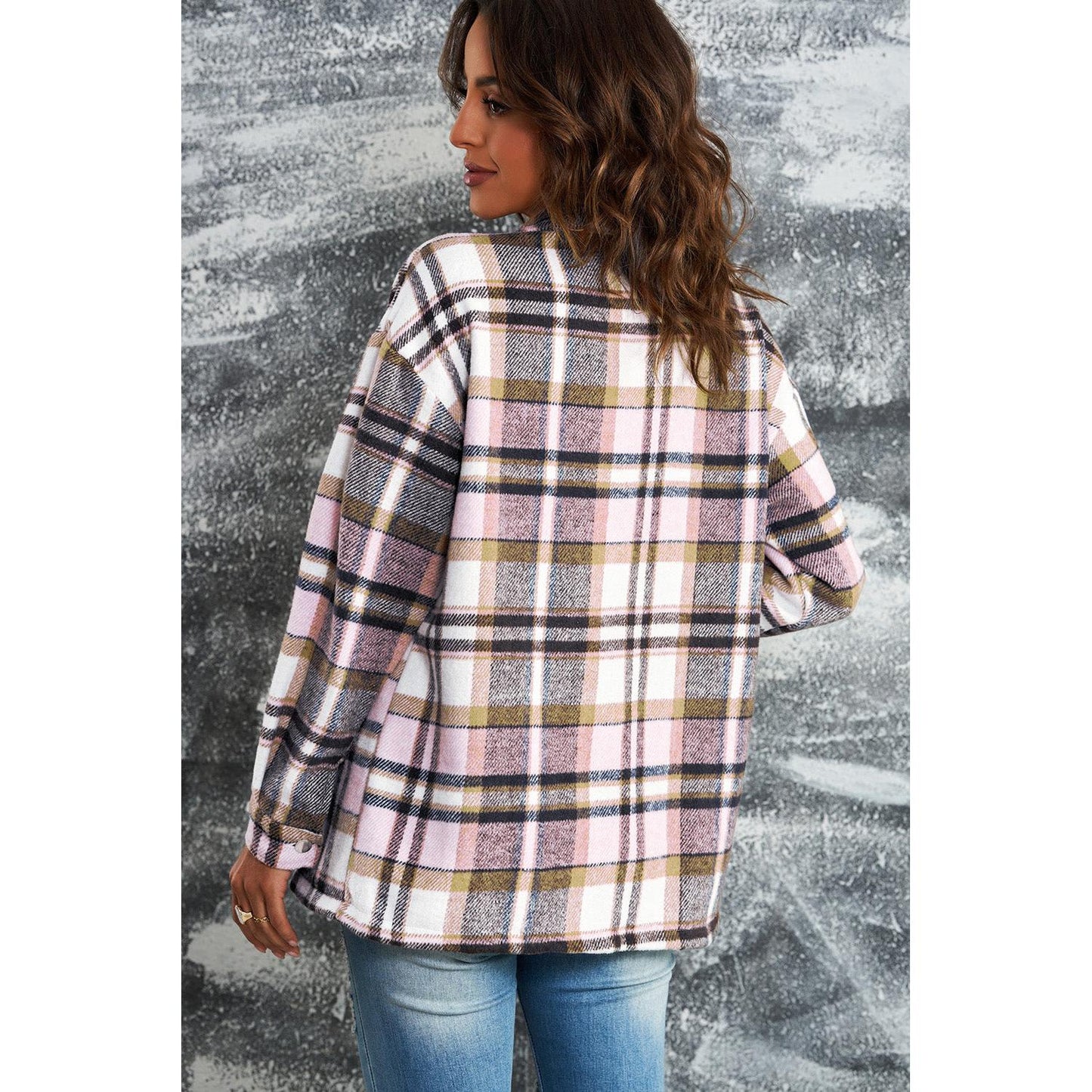 Brown Plaid Button Up Long Sleeve Flannel Shacket