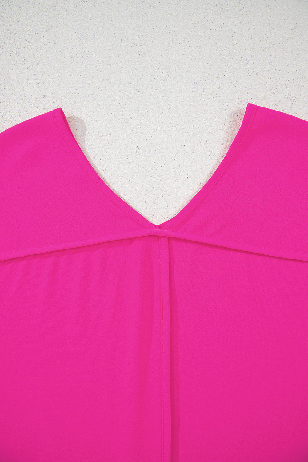Bright Pink Seamed Back High Low Hem V Neck Cuffed Sleeve Plus Size Tee