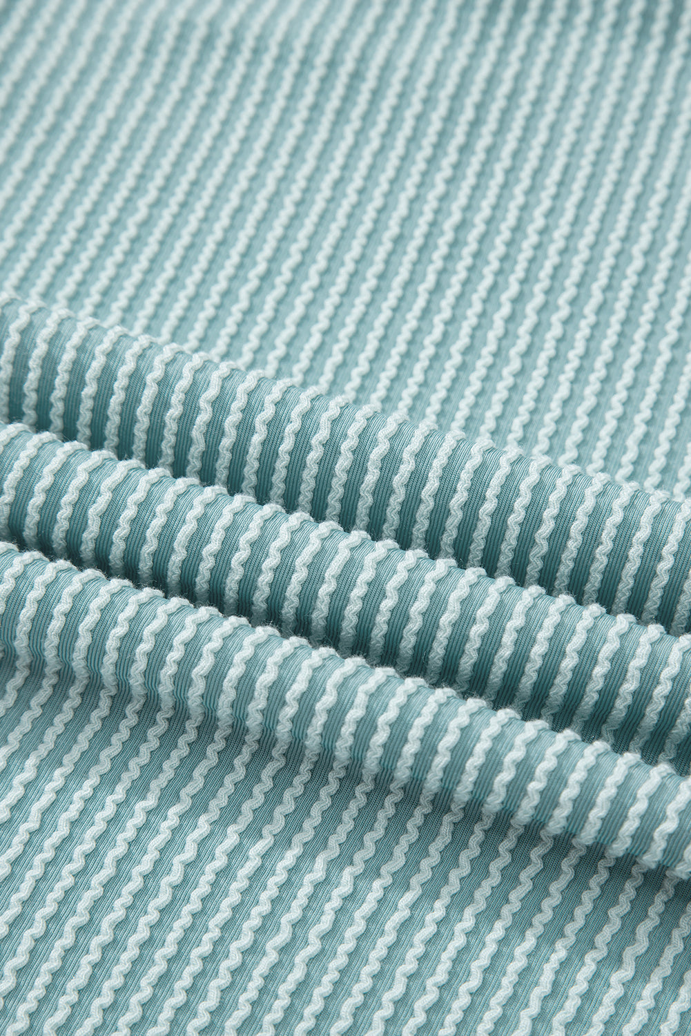 Canton Corded Knit Textured Patched Pocket Frilled Swing Mini Dress with Pockets