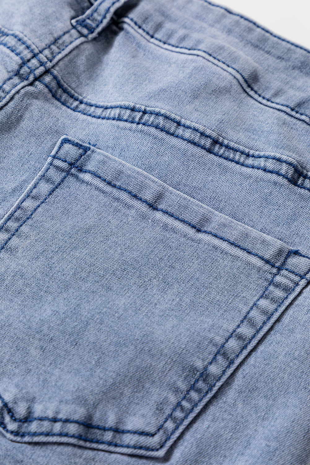 Dirty blue Button Zip High Waist Flared Hem Jeans