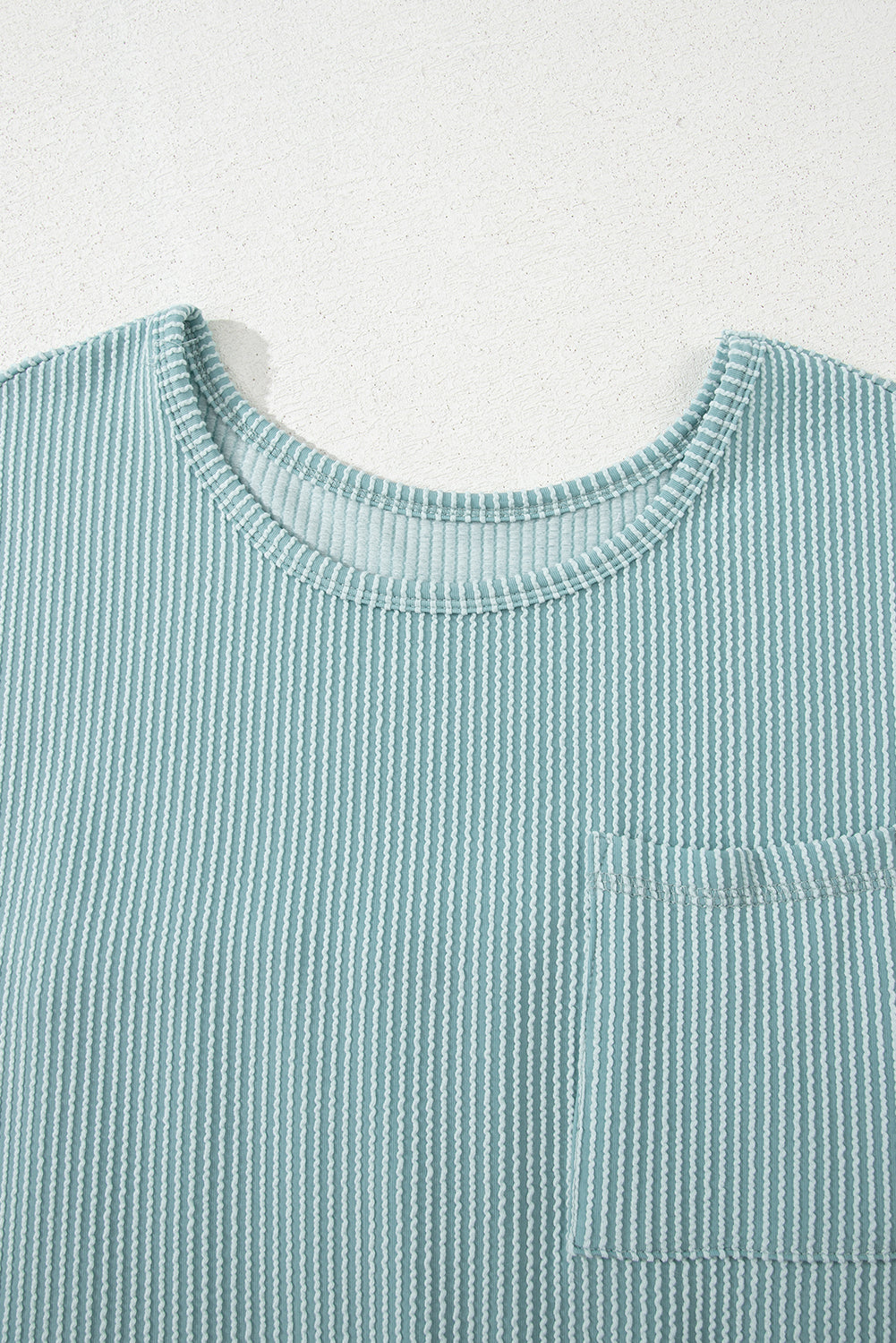 Canton Corded Knit Textured Patched Pocket Frilled Swing Mini Dress with Pockets