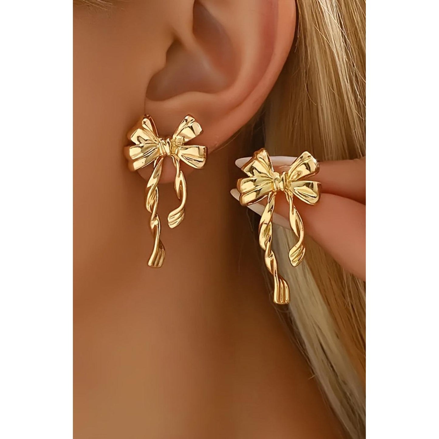 Gold Elegant Bow Stud Earrings