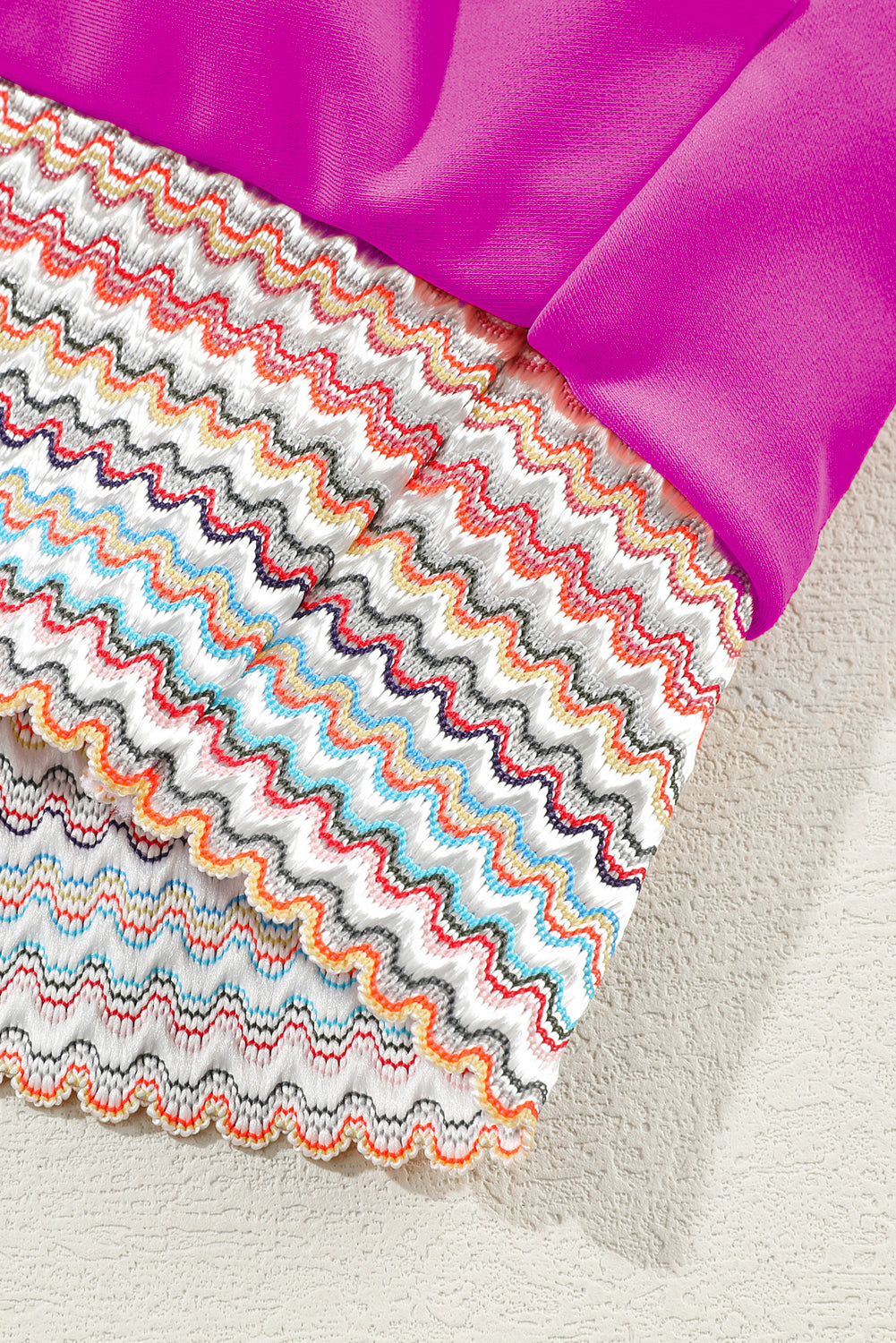 Rose Striped Patchwork Spaghetti Strap High Waist Bikini Set