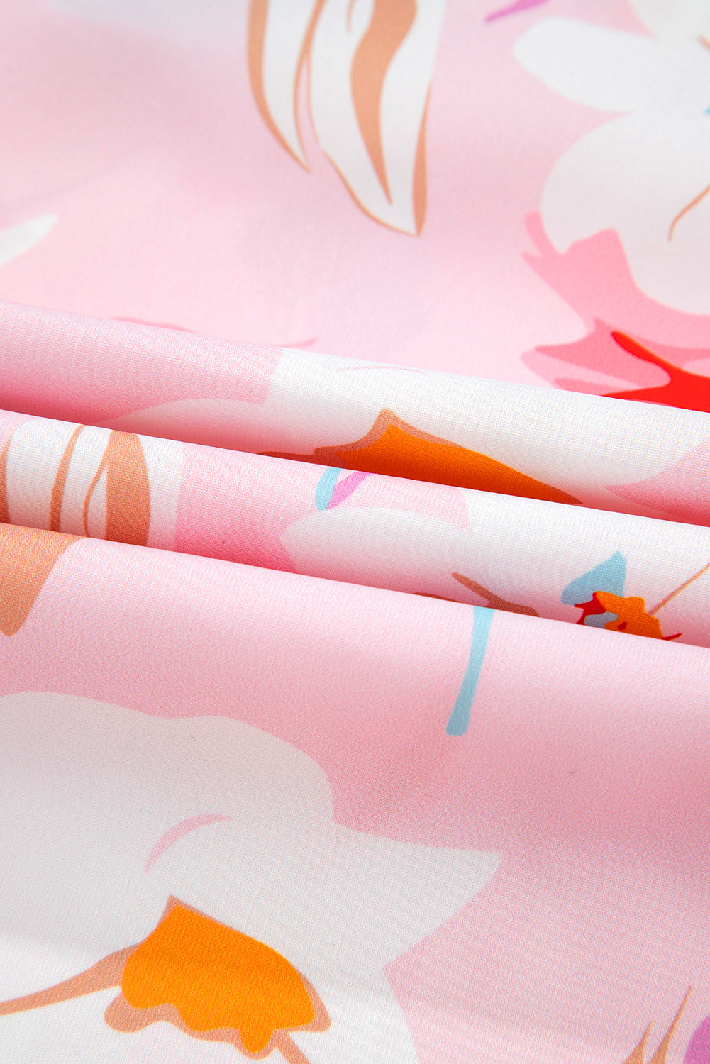 Multicolour Contrast Floral Patchwork Notched Neck Flutter Sleeve Blouse