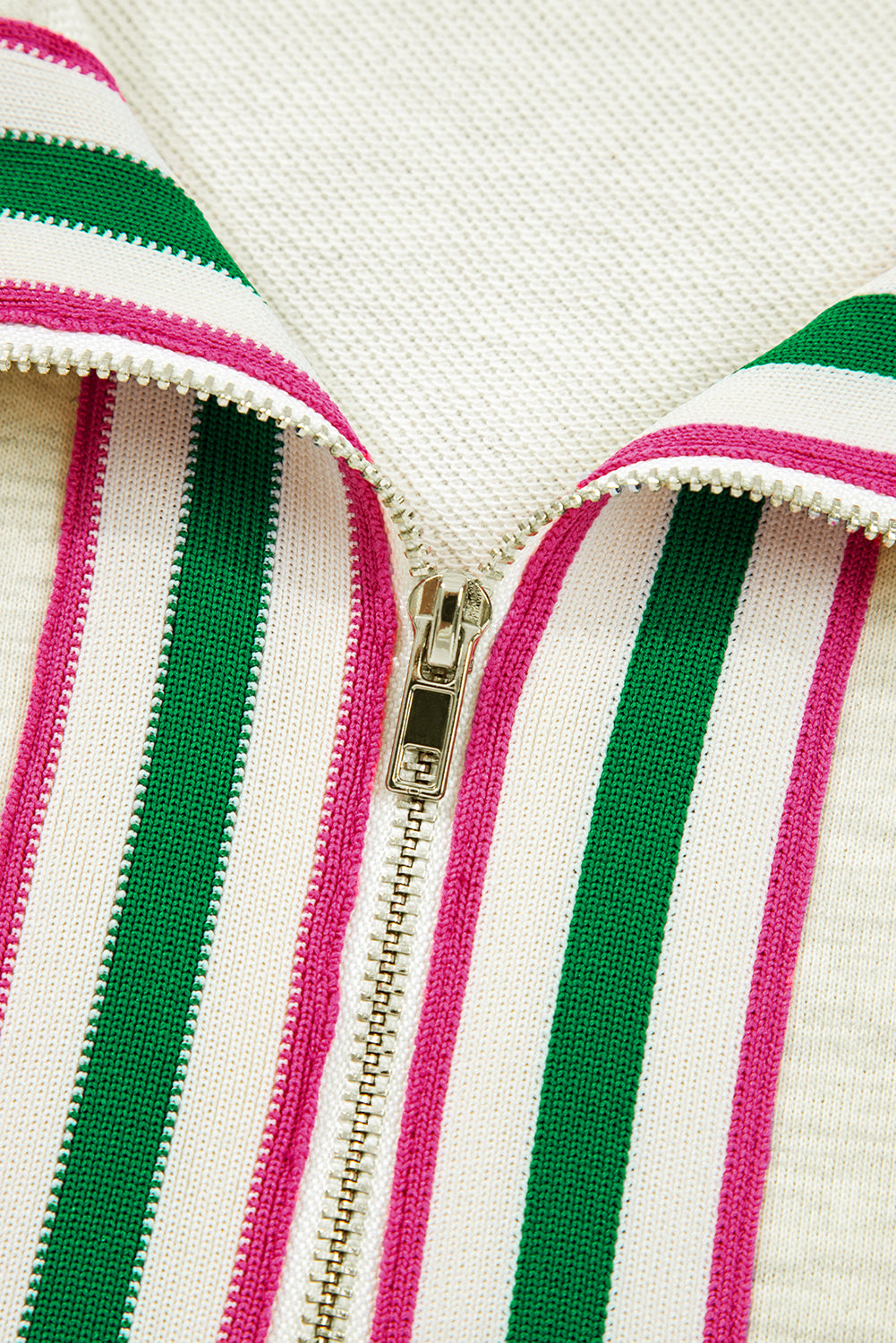 Sachet Pink Pop of Color Collared Patchwork Pullover Sweatshirt